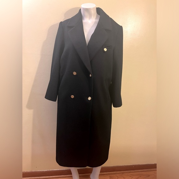 NWOT Vintage Forecaster of Boston Double Breasted Wool Long Coat Gold Buttons. - Picture 2 of 15